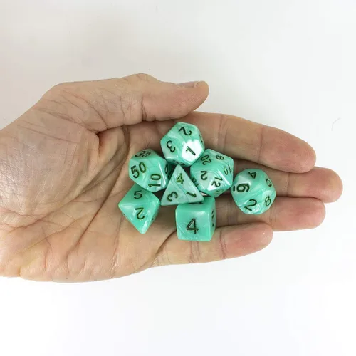 Miniatura 2 de Dados RPG de perlas turquesas - Juego completo poliédrico - 'Aqua