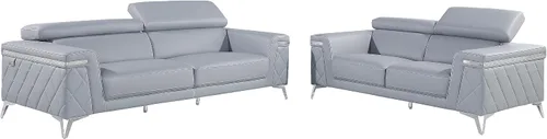 Miniatura 19 de Blackjack Furniture Amalfi - Juego de sofá de cuero italiano de grano superior para sala de estar con elegante diseño italiano, reposacabezas