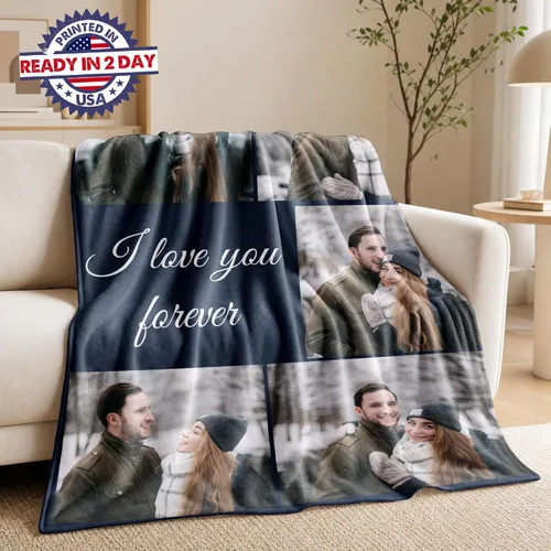 Miniatura 6 de Envío al día siguiente, manta personalizada con foto y texto impresa en EE. UU., cobijas con fotos personalizadas y mantas para lanzar cobijas Foto 5