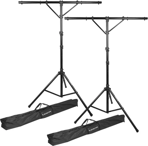 Miniatura 11 de Sound Town Paquete de 2 soportes de iluminación para DJ, altura ajustable, 9 pies de alto, con barra en T y base de trípode (STLS-T09-PAIR)