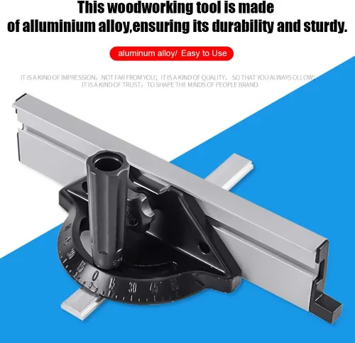Miniatura 8 de Yuhoo Sistema de valla de calibre inglete, herramientas de carpintería, bloque de empuje con regla de placa angular, medidor de inglete de precisión
