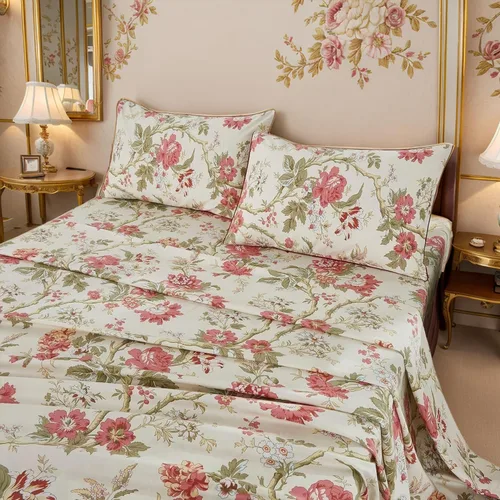 Miniatura 38 de Brandream Juego de sábanas tamaño King con estampado floral lujoso estilo bohemio con medallón azul y estampado de cachemira, colección de ropa