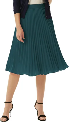 Miniatura 18 de GRACE KARIN - Falda plisada de gasa para mujer, con cintura alta y elástica, vuelo, corte acampanado y longitud por debajo de la rodilla
