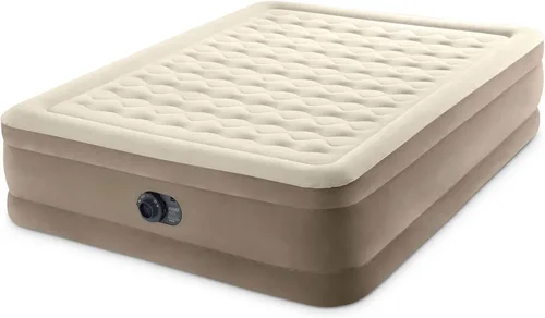 Miniatura 2 de Intex Dura Beam - Colchón inflable de lujo ultra afelpado de 18 pulgadas, cama Queen con construcción Fiber Tech y bomba integrada, color beige