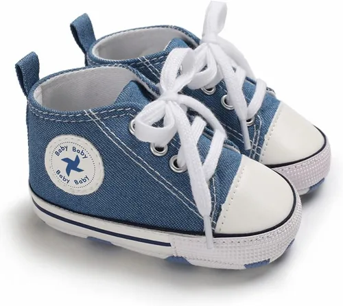 Miniatura 2 de Sekantrol Zapatos unisex para bebés, niñas y niños, suela suave, lona para recién nacidos, primeros pasos, zapatillas altas antideslizantes