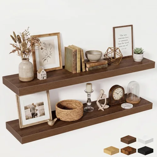 Miniatura 53 de Estantes flotantes de 48 pulgadas para pared, estante de chimenea de 10 pulgadas de profundidad, estantes flotantes de madera para pared, estantes
