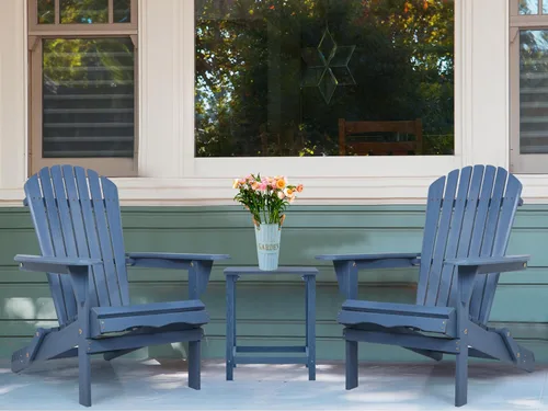 Miniatura 2 de SoliWood - Juego de 4 sillas plegables Adirondack de madera para exteriores, con respaldo preensamblado, silla de madera para patio, jardín, porche