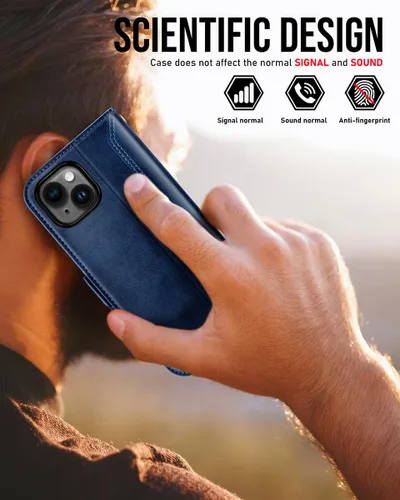 Miniatura 7 de OCASE Funda Cartera Compatible con iPhone 15, Funda Tipo Folio de Cuero PU con Tapa con Portarjetas y Bloqueo RFID Función Atril