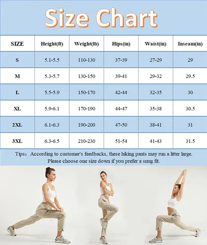 Miniatura 5 de Women's Hiking Pants Quick Dry Lightweight Water Resistant Cargo Pants Elastic Waist Cargo Athletic Pants for All Seasons