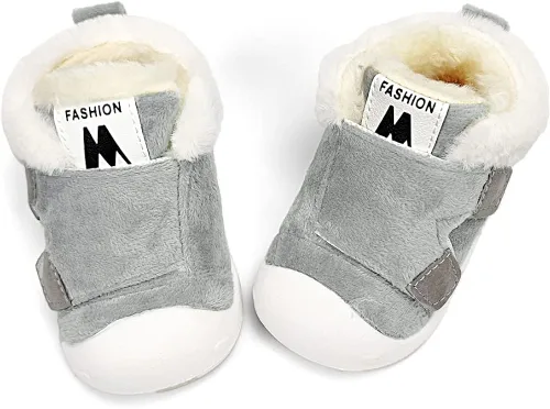 Miniatura 4 de OAISNIT Botas de nieve para bebés y niñas con suela de goma antideslizante, zapatos de invierno con pantuflas casuales de piel de felpa cálida