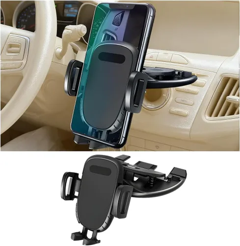 Zpana Soporte para teléfono con ranura de CD para automóvil, giratorio de 360°, antivibración, resistente, reproductor de CD para vehículos, soporte