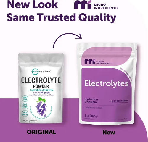 Miniatura 2 de Micro Ingredients Polvo de electrolito de hidratación, 2 libras (139 porciones), sabor a uva Concord, alto en potasio (1,000 mg) + agua de coco, sin