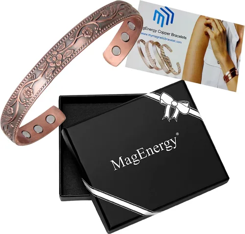 Miniatura 7 de Pulsera magnética de cobre para mujer de 68 pulgadas ajustable para adaptarse a la mayoría de muñecas con bonita caja Coppet