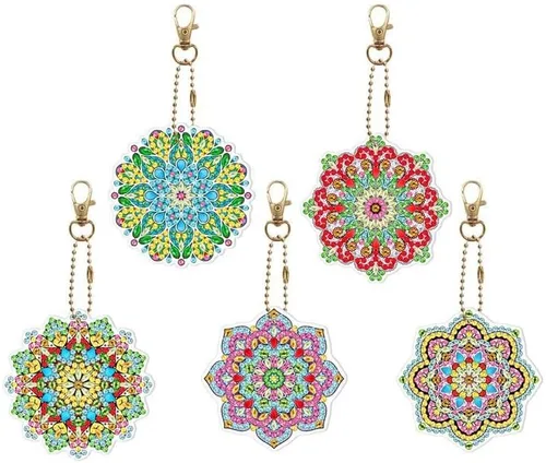 Miniatura 7 de Llavero de pintura de doble cara con diamantes 5D, llavero de pintura de diamantes de imitación para cartera, llaveros, correas de teléfono, bolsa
