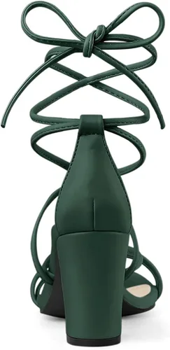 Miniatura 4 de Allegra K - Sandalias de tacón grueso con tiras delgadas para mujer