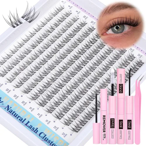 Miniatura 16 de Extensiones de pestañas en racimo naturales, pestañas individuales onduladas, 10-16 mm, para colocar en casa, extensiones de pestañas en racimo