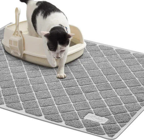 Miniatura 9 de Niubya Tapete de arena para gatos de alta calidad, tapete para caja de arena con respaldo antideslizante e impermeable, tapete suave para patas