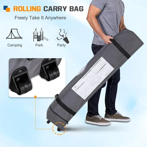 Miniatura 33 de EAGLE PEAK Tienda de campaña desplegable con bolsa de transporte con ruedas, 8 estacas, 4 cuerdas, 4 bolsas de peso, toldo de tienda de campaña