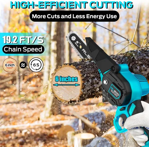 Miniatura 3 de Mini motosierra de 6 pulgadas sin cable, sierra de mano eléctrica alimentada por batería, podadora de árboles cortador de ramas de madera