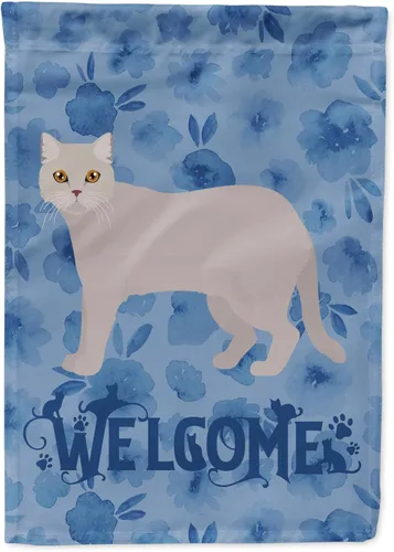 Miniatura 193 de Caroline's Treasures CK4813CHF - Bandera de bienvenida con gato abisinio azul, manga grande, para porche, para colgar en la pared, poliéster