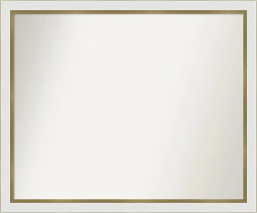 Miniatura 264 de Amanti Art Espejo de baño blanco para sobre el fregadero, 30 x 35 pulgadas, espejo de tocador rectangular estrecho de Eva de oro blanco, marco
