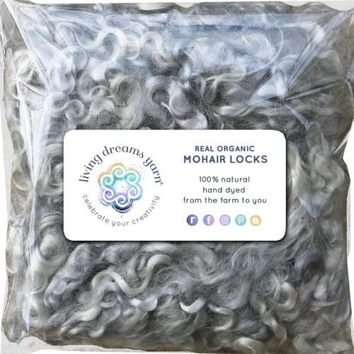 Miniatura 9 de Cerraduras de mohair reales. Fibra de lana teñida a mano para enraizar, fieltro, mezcla, hilado, tapices y adornos. 3 onzas, blanco, marrón, negro