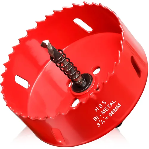 Miniatura 63 de Sierra de agujero de 4 1/8” (105mm) para madera y plástico, broca de corte de núcleo de sierra de agujero HSS bimetálica para paneles de yeso, Rojo