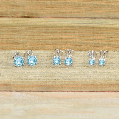Miniatura 3 de Aretes de tuerca para mujer, aretes de piedra natal, piedra preciosa genuina o sintética, juego de aretes redondos de 0.118 a 0.197 pulgadas, juego