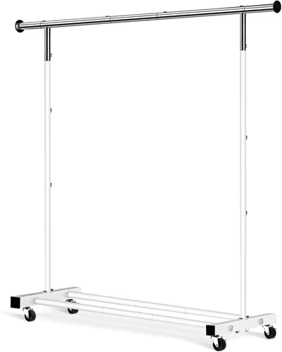 VICERII Perchero de ropa resistente de 55.51 pulgadas con ruedas y estante inferior, perchero con ruedas y estante inferior, percheros de ropa de