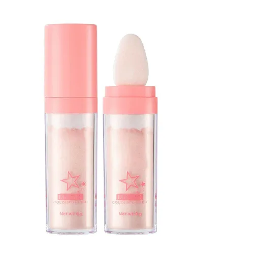 Maquillaje con brillo en polvo, iluminador corporal y natural para el rostro, colorete en polvo, resaltador de maquillaje con purpurina (02# rosa