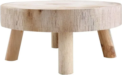 Miniatura 10 de Taburete de madera para plantas, soporte bajo para plantas, soporte redondo para macetas elevadoras, soportes para múltiples plantas, soporte Marrón