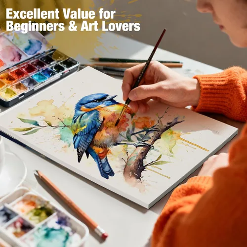 Miniatura 6 de Creazic Bloc de papel de acuarela de 8.5 x 11 pulgadas (140 libras/300 gsm) - Bloc de arte sin ácidos Cuaderno de bocetos pesado prensado en frío