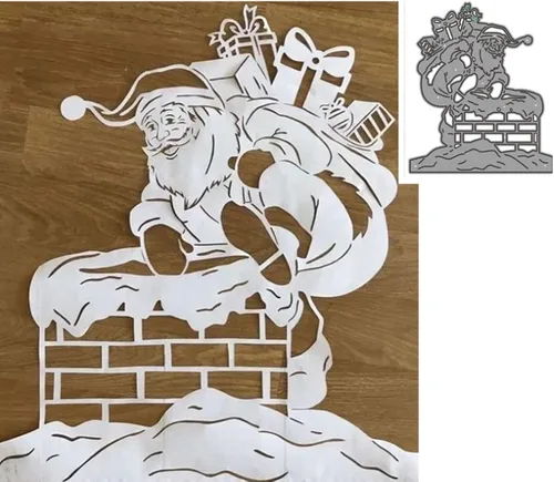 Miniatura 4 de Troqueles de metal de Papá Noel, regalos de Navidad, Papá Noel, plantillas de corte para manualidades, álbumes de recortes, fotos, papel decorativo
