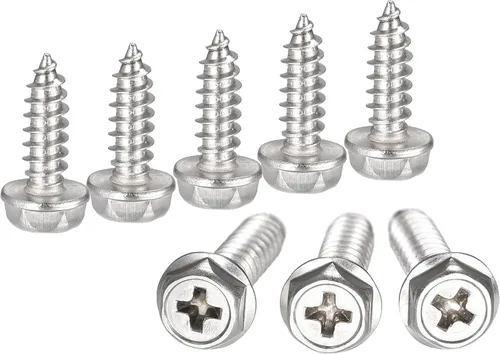 Miniatura 21 de uxcell Phillips - Tornillos autorroscantes para arandela hexagonal, M6 x 0.984 in, acero inoxidable 304, brida hexagonal, 25 piezas