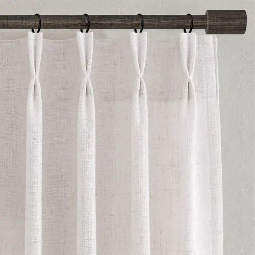 Miniatura 15 de Juego de 2 paneles de cortinas de ventana de cocina beige de 24 pulgadas de largo, con textura de lino, plisadas, filtrantes de luz, semi pequeñas