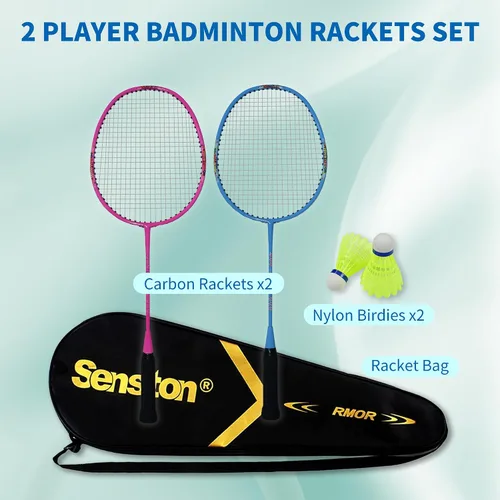 Miniatura 3 de Senston Juego de raqueta de bádminton para niños, raqueta de bádminton, juguetes deportivos de raqueta al aire libre para niños Azul y blanco