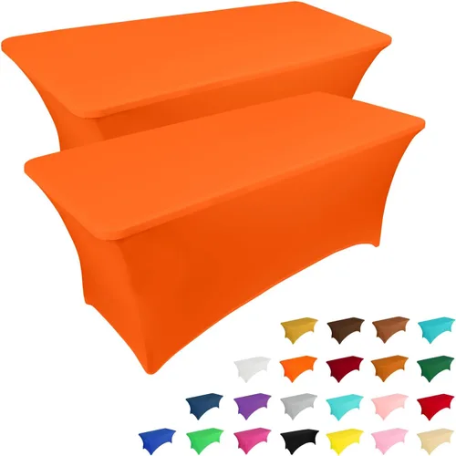 Miniatura 27 de IVAPUPU Paquete de 2 Manteles de Mesa de 6 Pies para Mesa Rectangular Ajustados para Eventos Elásticos Azul Niebla Cubiertas de Mesa Lavables Azul