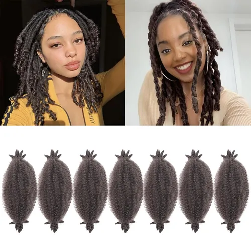 Miniatura 12 de 3 paquetes de cabello trenzado Marley Twist de 8 pulgadas, cabello afro twist elástico preseparado para rastas suaves de imitación, cabello
