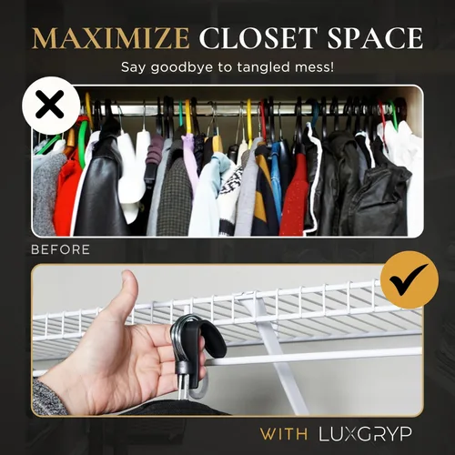 Miniatura 4 de Organizador de perchas y solución de comodidad (paquete de 4) Agarre ergonómico para colgar ropa y compañero de viaje. Acomoda hasta 3-4 perchas