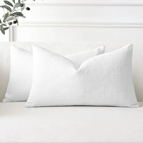 Miniatura 7 de OTOSTAR Fundas de almohada de lino de 12 x 20 pulgadas, juego de 2 fundas de almohada decorativas cuadradas, fundas de cojín para decoración