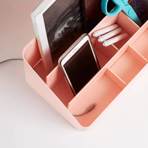 Miniatura 3 de Poppin Organizador de escritorio con 3 niveles, separadores deslizantes y extraíbles, estación de carga, organizador de espacio de trabajo todo