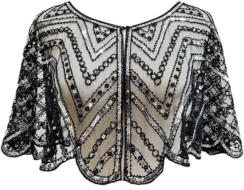 Miniatura 5 de Specell 1920s Handmade Sequin Beaded Evening Shawl Bridal Wrap Shawls and Wraps for Evening Dresses Wedding Shawl 10