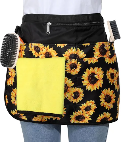 Bafelia Delantal de limpieza impermeable con 7 bolsillos, suministros de limpieza para el hogar, delantal de criada ligero y duradero Girasol