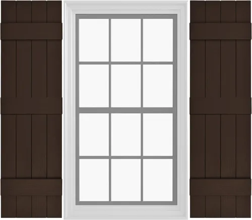 Miniatura 10 de Persianas de Vinilo Board & Batten (1 Par) 11"x31" (3-Tableros) - Negro Cosmos/Pintable Persianas Exteriores para Ventanas Incluye Herrajes