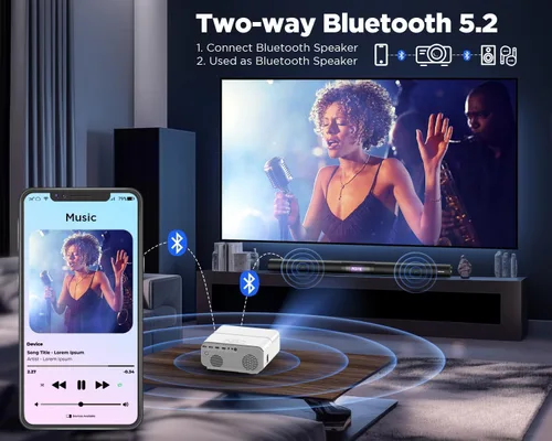Miniatura 3 de Proyector DBPOWER 4K [Enfoque automático/Corrección de trapecio] con WiFi 5G y Bluetooth, 600 ANSI FHD nativo 1080P, proyector de películas al aire