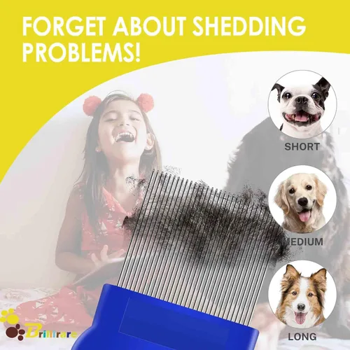 Miniatura 7 de Paquete de 4 peines para piojos de pulgas, peines de acero inoxidable para perros y gatos con dientes redondeados, removedor profesional de manchas