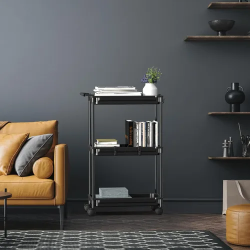 Miniatura 5 de SimpleHouseware Carrito de almacenamiento delgado de 3 niveles, negro