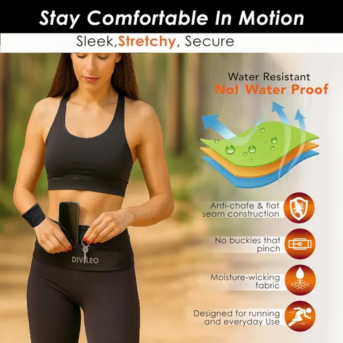 Miniatura 5 de Juego de cinturón reflectante para correr, riñonera resistente al sudor para mujeres y hombres con banda para el sudor y pulsera, bolsa de cintura