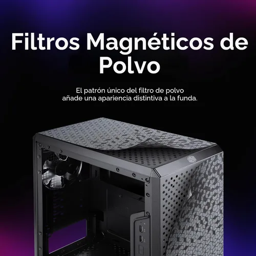 Miniatura 8 de Cooler Master MasterBox Q300L Torre Micro-ATX con filtro de polvo de diseño magnético, panel lateral acrílico transparente, E/S ajustable y flujo