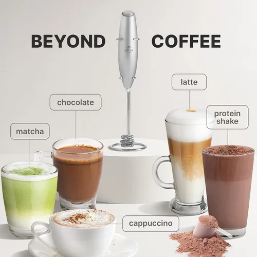 Miniatura 600 de Zulay Milk Boss Espumador de leche potente manual, hace espuma para latte, batidor para mezclar bebidas, café, miniespumador para capuchino, frappé